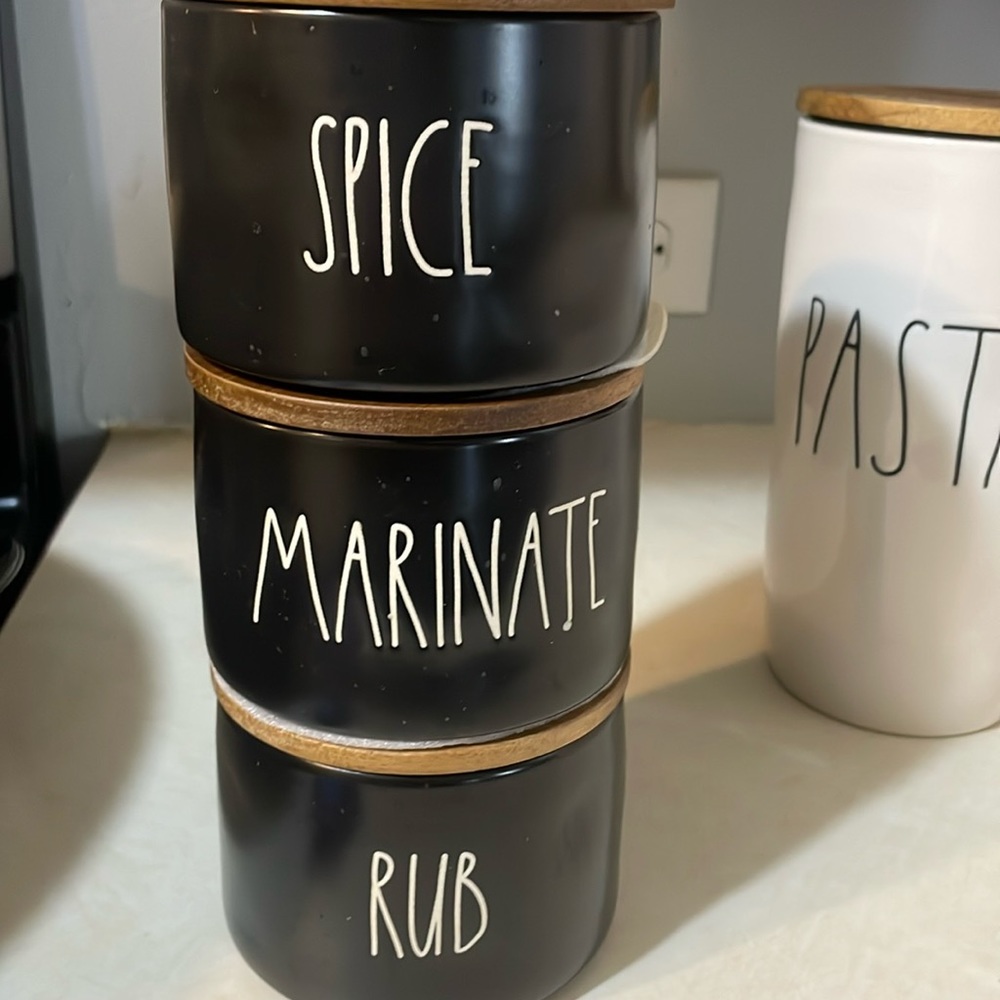 Rae Dunn containers.